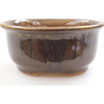 Květináč Keramická bonsai miska 12,5 x 10,5 x 5,5 cm žlutá