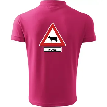 Pánská košile Dopravní značka - Pozor koně / kráva - Polokošile pánská Pique Polo 203 - 2XL ( Purpurová )