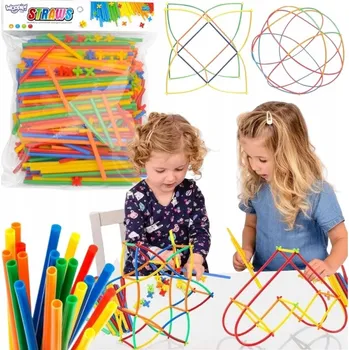 ostatní stavebnice XXL SADA STAVEBNICE BRČKA STAVEBNICE TRUBIČKY DÁREK 500 DÍLŮ 19,5 CM WOOPIE