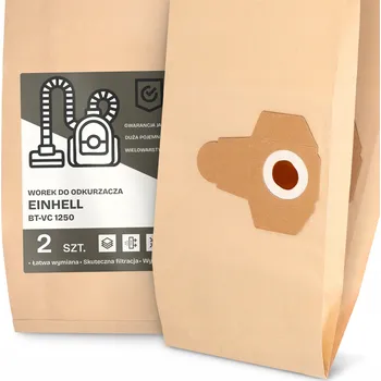 Sáček do vysavače 2x SÁČEK do VYSAVAČE Einhell BT-VC 1250 Papírový Sáček VELKÝ OBJEM SÁČKY 2A