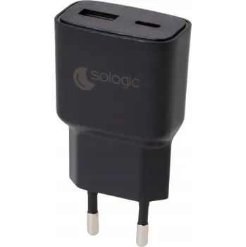 Rychlá duální nabíječka USB-A USB-C 12W Černá 12V Re-load