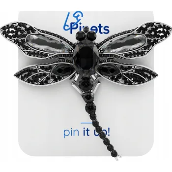 Brož Brož PINETS DRAGONFLY, černá, s kubickou zirkonií