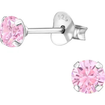 Náušnice Olivie Stříbrné 4mm náušnice PINK 9845 Ag 925; ≤0,40 g.