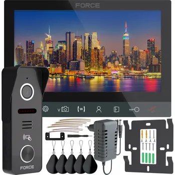 VIDEOTELEFON FORCE INGO RFID 7" ČERNÝ FULL HD ČTEČKA KLÍČENEK BRÁNA