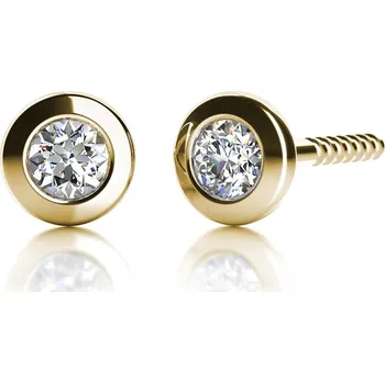 Náušnice Dětské náušnice ze žlutého zlato - kolečka se zirkonem 4 mm