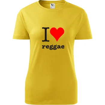 Žluté dámské tričko I love reggae - barva žlutá - velikost L
