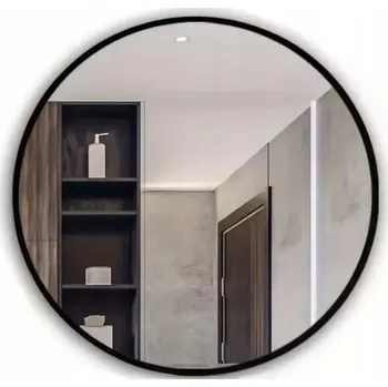 Zrcadlo Zrcadlo kulaté 60 cm v černém rámu, moderní zrcadlo do koupelny, obývacího pokoje