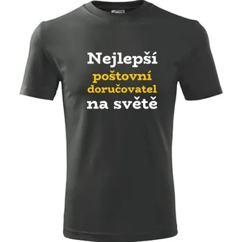 Pánská móda Grafitové tričko nejlepší poštovní doručovatel na světě - dárek pro poštovního doručovatele - barva antracit - velikost XXXL