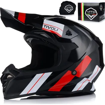 Helma na motorku MOTOCYKLOVÁ PŘILBA | VITO TIVOLI ČERNÁ/ČERVENÁ | OFF-ROAD ENDURO CROSS QUAD ATV