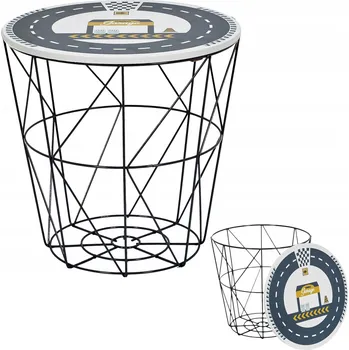 Konferenční stolek Dětský stolek koš Parking 2 v 1 kulatý 30 cm do bytu úložný box