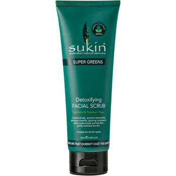 Masážní přístroj Sukin SUPER GREENS Detoxikační scrub na obličej 125 ml