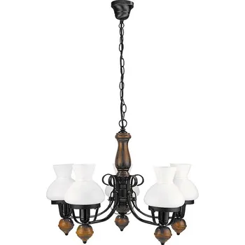 Osvětlení Rabalux PETRONEL závěsný lustr 5x60W/E27/IP20 - tmavé dřevo, černá