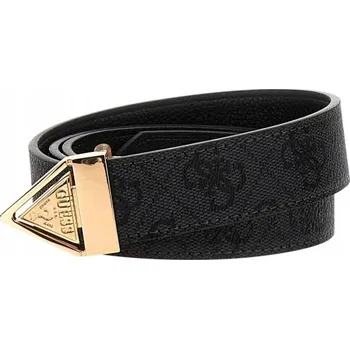 Opasek GUESS ČERNÝ DÁMSKÝ PÁSEK S MONOGRAMEM A ZLATOU KLASICKOU SPONOU VELIKOST L I3A