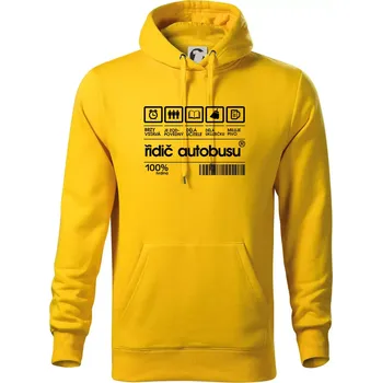 Pánská mikina Čárový kód řidič autobusu - Mikina pánská Cape s kapucí - 5XL ( Žlutá )