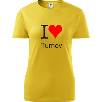 Dámské tričko Žluté dámské tričko I love Turnov - suvenýry - upomínkové předměty - barva žlutá - velikost XXL