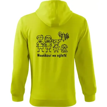 Pánská mikina Vaše rodina na výletě - Mikina s kapucí na zip trendy zipper - L ( Limetková )