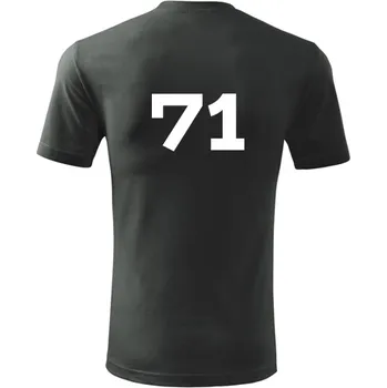 Pánské tričko Grafitové tričko s číslem 71 - na fotbal - fotbalové tričko - barva antracit - velikost XXXL