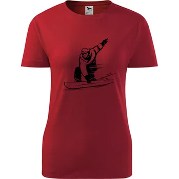 Dámské tričko Červené dámské tričko snowboardista - barva červená - velikost XXL