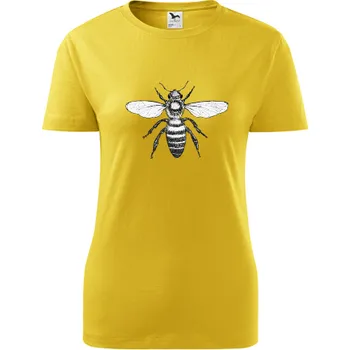 Dámské tričko Žluté dámské tričko se včelou - dárek pro ženu - dárek pro dívku - barva žlutá - velikost L