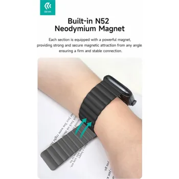 Deví řemínek Nature Silicone Magnetic Watch Band 44/45/46mm - Black