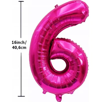 Balónek Fóliový balónek ČÍSLICE 6 Narozeniny Oslava Růžový 40 cm (16 palců)
