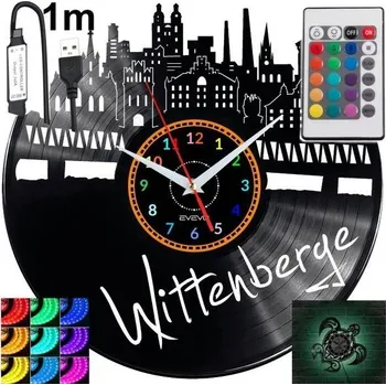 Hodiny Wittenberge Nástěnné Hodiny LED RGB S Podsvícením Na Dálkové Ovládání Vinylová Deska Nové