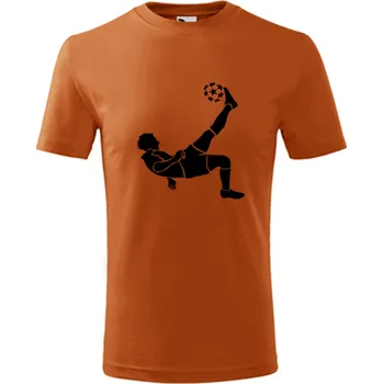 Chlapecké tričko Oranžové dětské tričko s fotbalistou 5 - dárek pro kluka fotbalistu - barva oranžová - velikost 6let