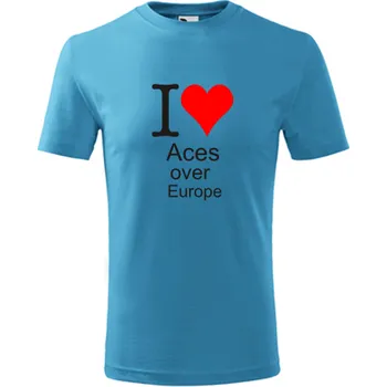 Chlapecké tričko Tyrkysové dětské tričko I love Aces over Europe - barva tyrkysová - velikost 8let