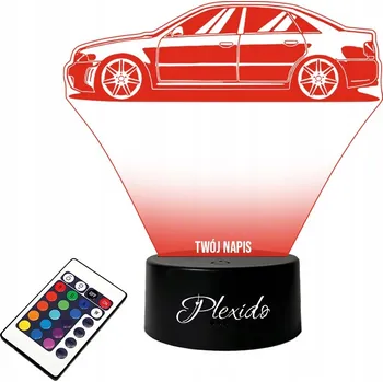 Lampička LAMPičKA na SKLE Auto Audi S4 B5 Jméno Gravírování + DÁLKOVÝ OVLADAČ 16 BAREV