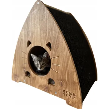Pelíšek pro psa Volně stojící domeček, budka, pelíšek pro kočky s škrabadly, dřevěný RAYA