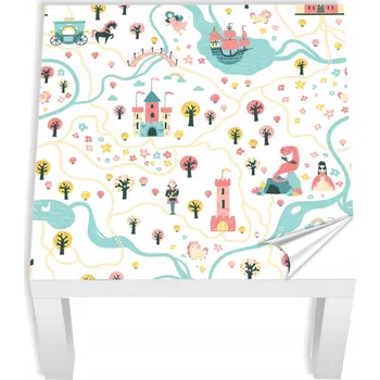Fototapeta Laminovaná nálepka na STOLEK IKEA pro děti 55x55 cm DRAK PRINCEZNA