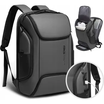 Městský batoh Batoh Bange na notebook 15,6 BG-7267 s USB, dvoukomorový, šedý