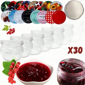 Sklenice Sklenice 260 Ml džemy džemy koření houby 30 kpl šroubovací víčka 82 mm PZH