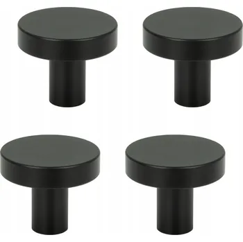 Nábytkové kování 4 x Kovová knopka nábytková kulatá černá úchytka pro skříňky a zásuvky