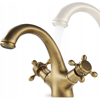 Vodovodní baterie Umyvadlová baterie nízká Retro Klasická mosaz Loft Antica Armatura Plus