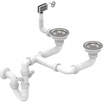 Sifon Dvoukomorový sifon pro dřez 3,5" | Nejvyšší kvalita | Ocel 304 Itálie