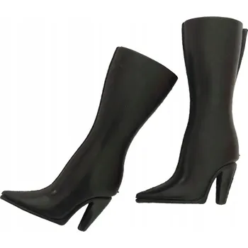 Doplněk pro panenku DÁMSKÉ BOTY PRO PANENKU 28-30 cm VYSOKÉ KOZAČKY NA PODPATKU ČERNÉ