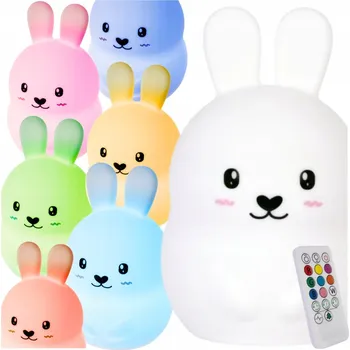 Lampička Noční lampa pro děti LED králík dotyková RGB s dálkovým ovládáním