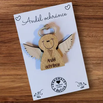 Dekorace z Řečice Dárková kartička s andělem ochráncem bílá