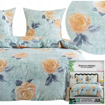Povlečení POVLEČENÍ Maria povlaky na polštáře 70x80 sada 200x220 4 dílné SATÉNOVÉ květiny
