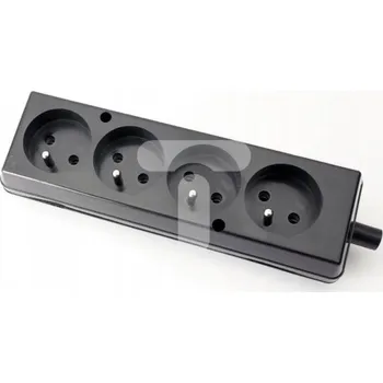 Elektrická zásuvka Prodlužovací přívod 4 zásuvky s uzemněním černý 16A 250V Plastrol