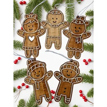 Vánoce Dekorace z Řečice Ozdoby perníčky set 5ks
