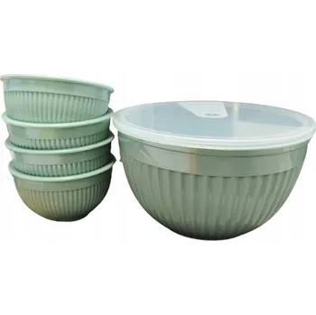 MPM Sada plastových misek 2 l + 4 x 270 ml zelené