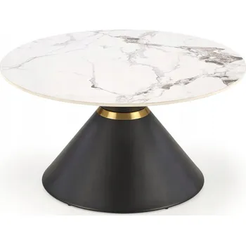 Konferenční stolek Kulatý konferenční stolek 80 cm GORETTI bílý mramor černý zlatý Halmar