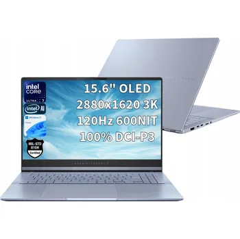 Notebook Notebook Asus Firemní notebook do práce notebook do kanceláře W11 15,6" Intel Core Ultra 7 16 GB / 1000 GB modrý