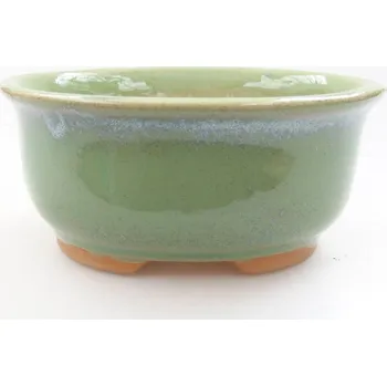 Květináč Keramická bonsai miska 12,5 x 10,5 x 5,5 cm zelená