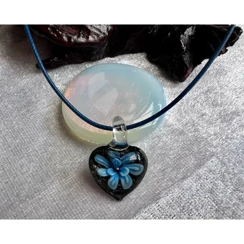 Náhrdelník Alada beauty Náhrdelník skleněné srdce se světle modrým květem