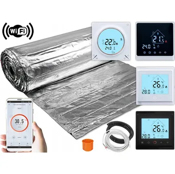 Topná rohož Sada Thermotec TOPENÍ PODLAHOVÉ FÓLIE pod panely 4,5m2 150W/m2 + TERMOSTAT WIFI
