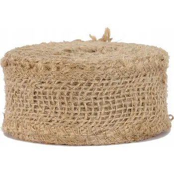 Stuha Juta obšitá, jutová stuha síťovaná, 4 cm / 5 m, přírodní