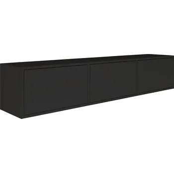 Televizní stolek Závěsná TV skříňka Framme se třemi dvířky, 150 cm, černá